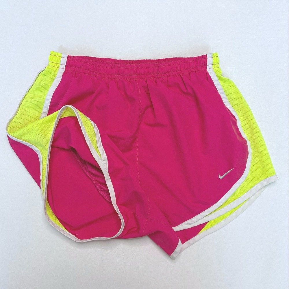 Nike Dri-FIT Tempo Running Shorts Pink & Yellow Women's Size Small 3 Inch Inseam